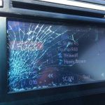 Cracked screen on a car's touchscreen radio